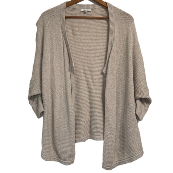MADEWELL Seabank tan beige crochet Cardigan open drapey Sweater - Picture 4 of 8